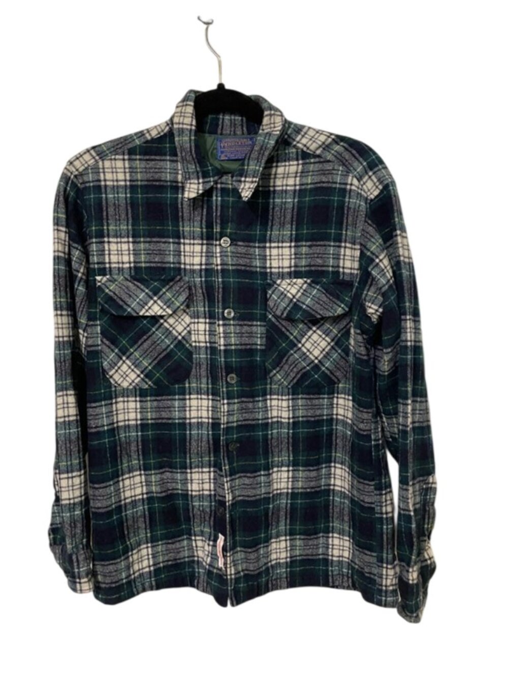 Vintage 70s Pendleton Wool Shirt Mens M Campbell Dress Tartan Plaid Moth Holes
